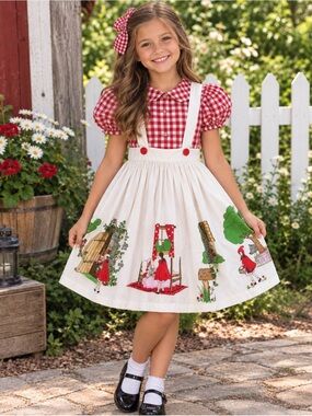 Eleanor rose red riding hood shirt, skirt, bow 8-10